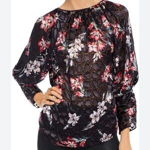 Rebecca Taylor Silk Blend Noah Flowered Blouse 6